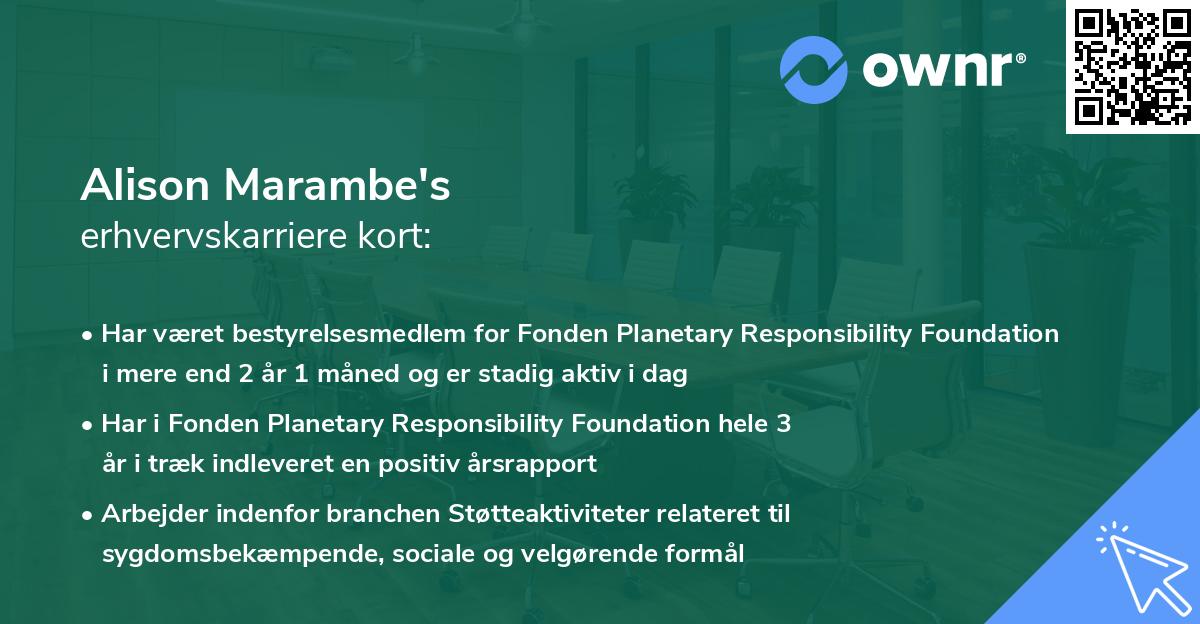 Alison Marambe's erhvervskarriere kort