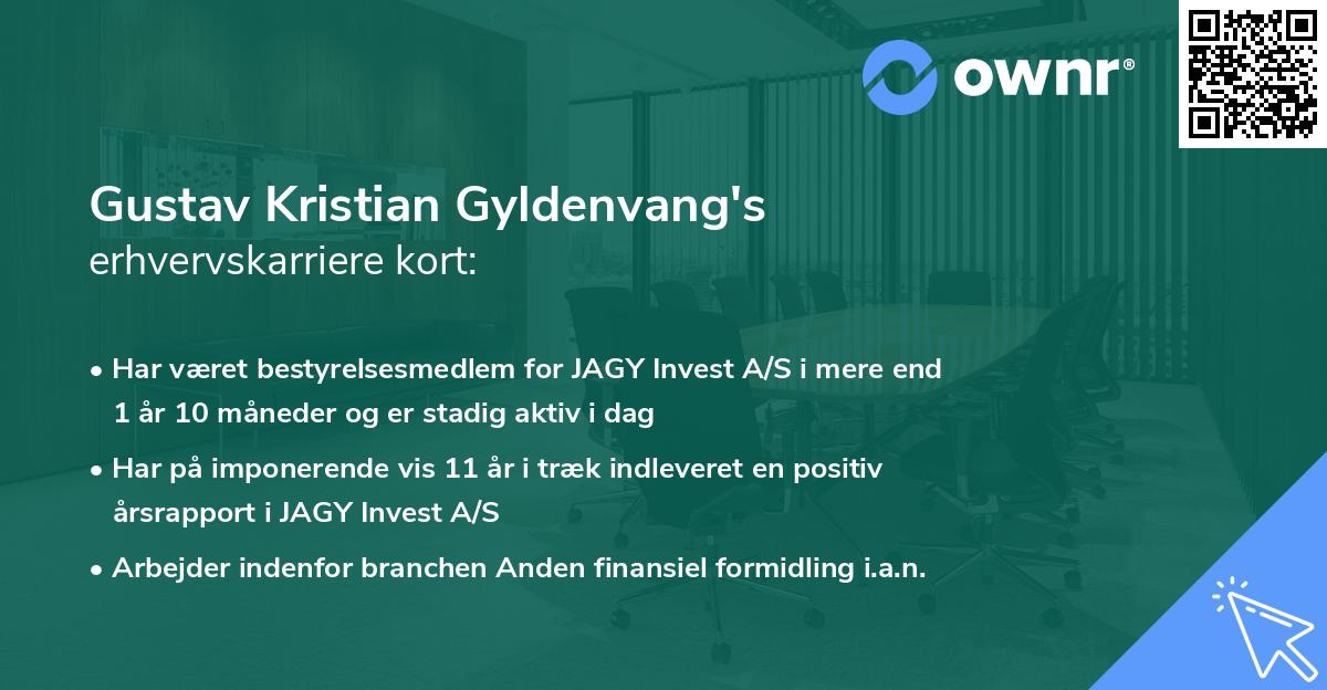 Gustav Kristian Gyldenvang's erhvervskarriere kort