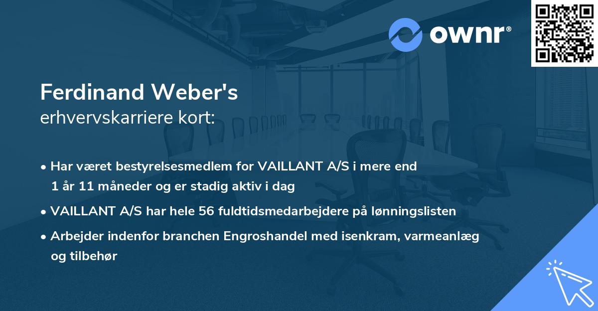 Ferdinand Weber's erhvervskarriere kort