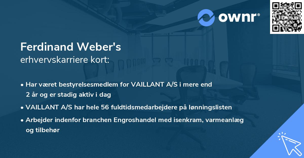 Ferdinand Weber's erhvervskarriere kort