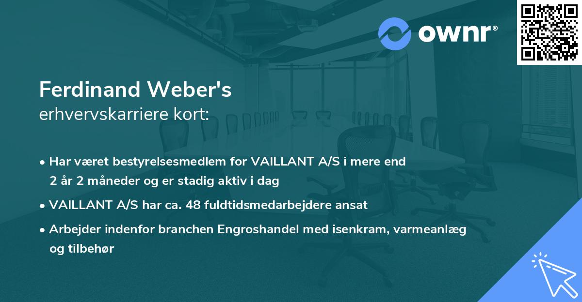 Ferdinand Weber's erhvervskarriere kort