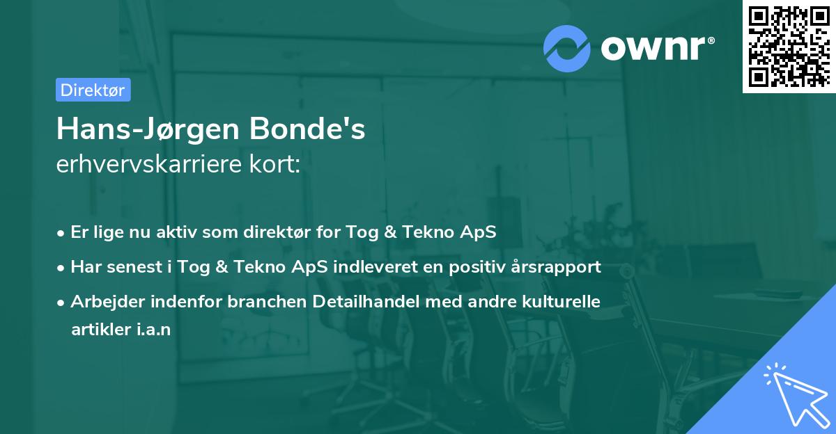Hans-Jørgen Bonde's erhvervskarriere kort