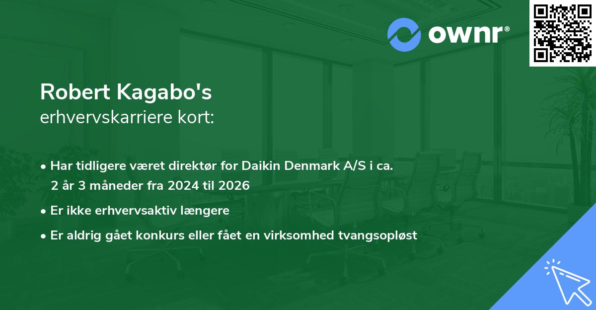 Robert Kagabo's erhvervskarriere kort