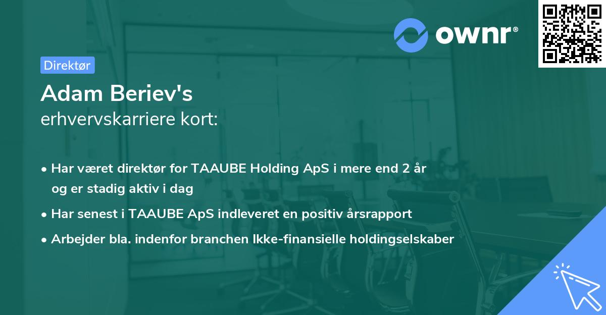 Adam Beriev's erhvervskarriere kort