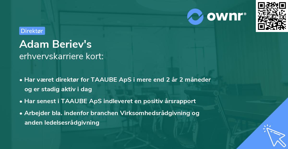 Adam Beriev's erhvervskarriere kort