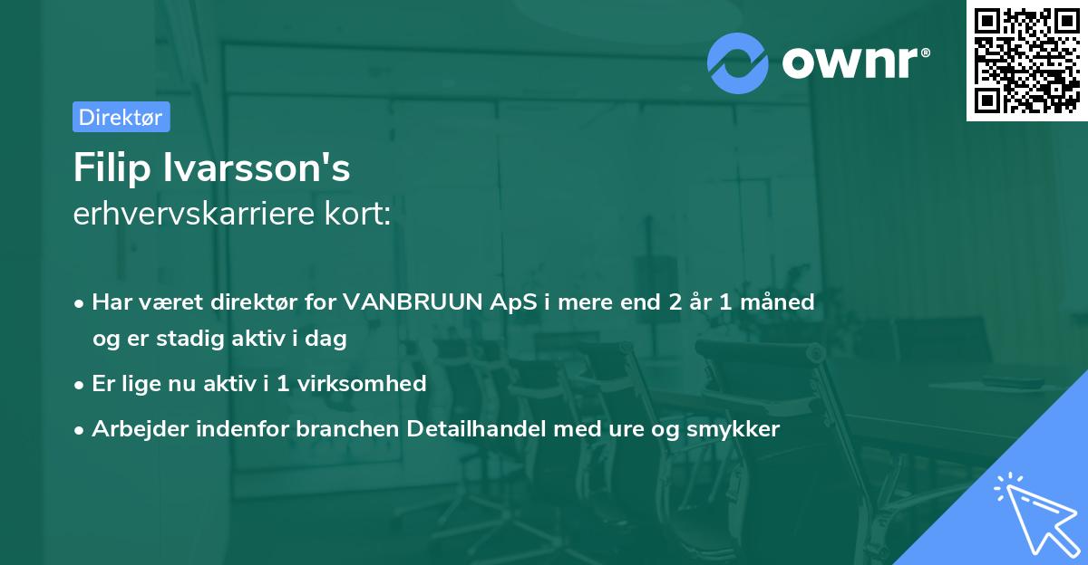 Filip Ivarsson's erhvervskarriere kort