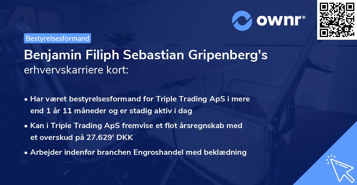 Benjamin Filiph Sebastian Gripenberg's erhvervskarriere kort