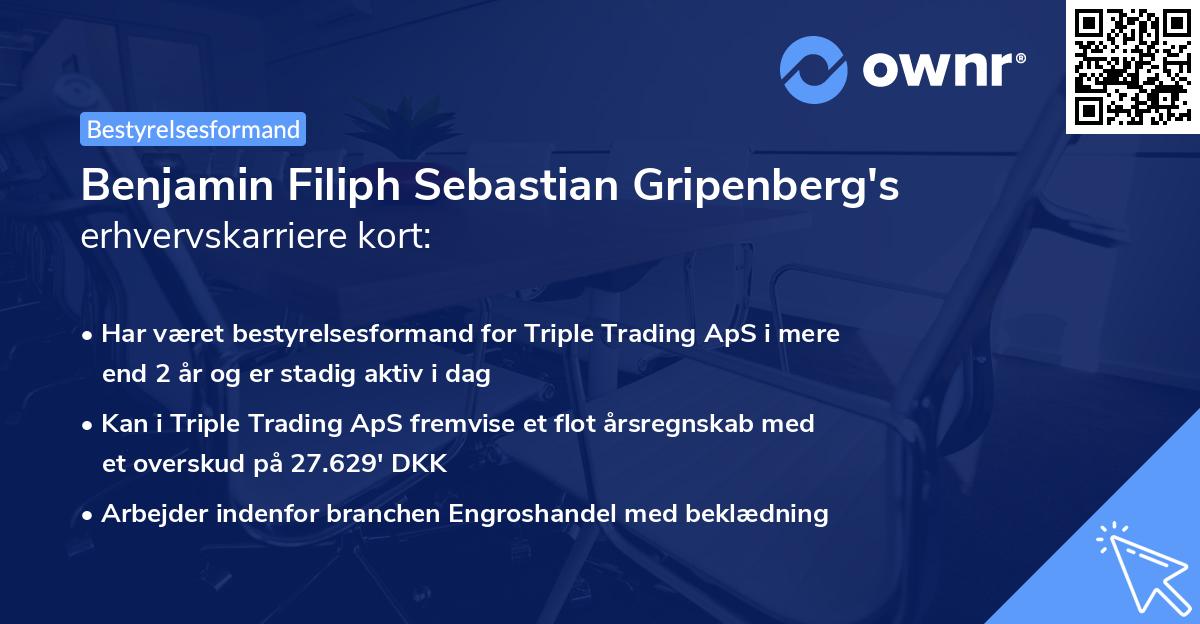 Benjamin Filiph Sebastian Gripenberg's erhvervskarriere kort