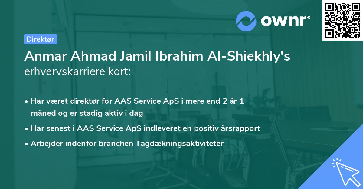 Anmar Ahmad Jamil Ibrahim Al-Shiekhly's erhvervskarriere kort