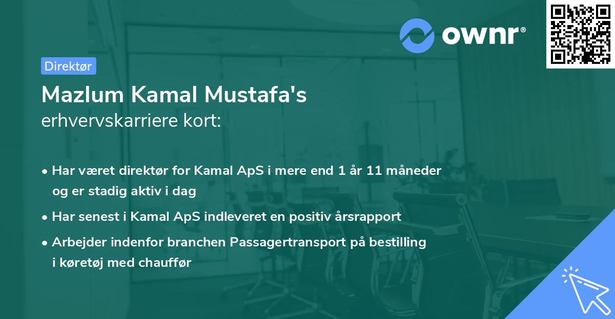 Mazlum Kamal Mustafa's erhvervskarriere kort