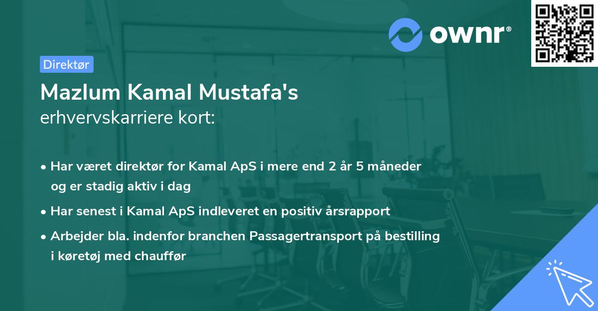 Mazlum Kamal Mustafa's erhvervskarriere kort