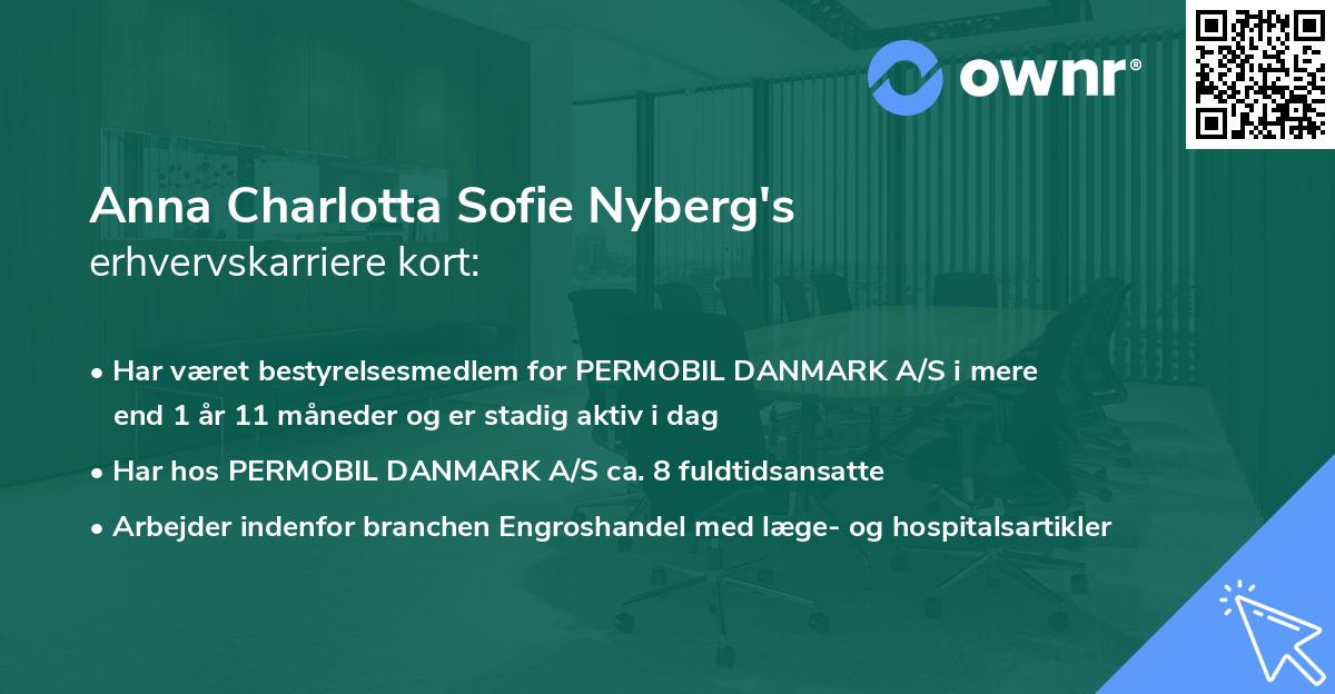 Anna Charlotta Sofie Nyberg's erhvervskarriere kort