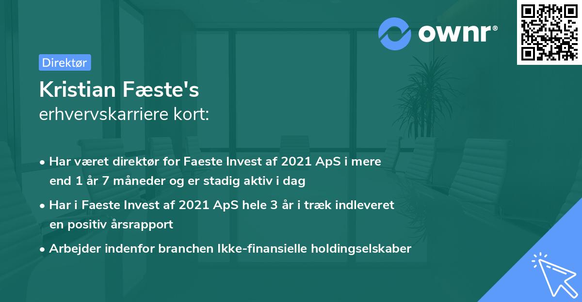 Kristian Fæste's erhvervskarriere kort