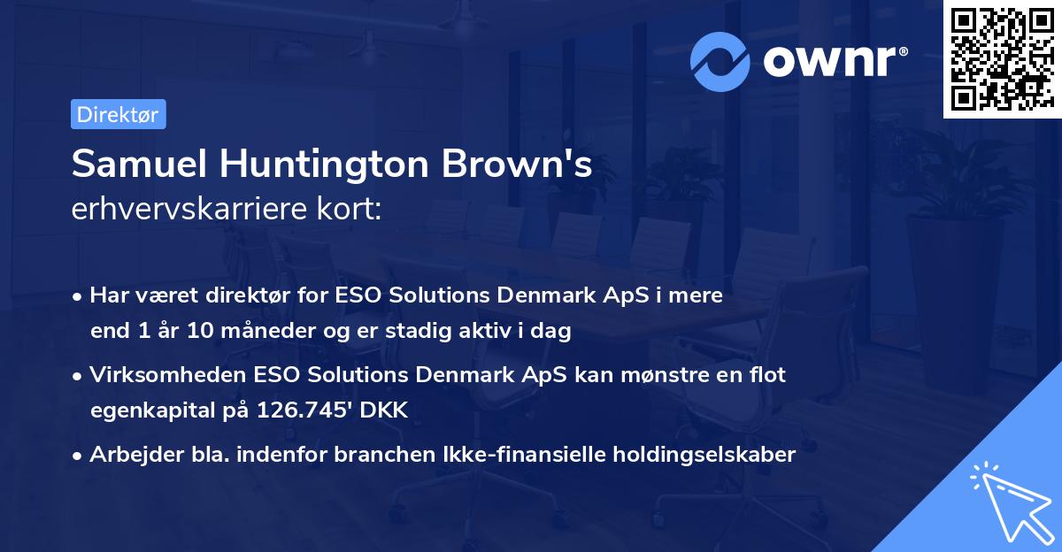 Samuel Huntington Brown's erhvervskarriere kort