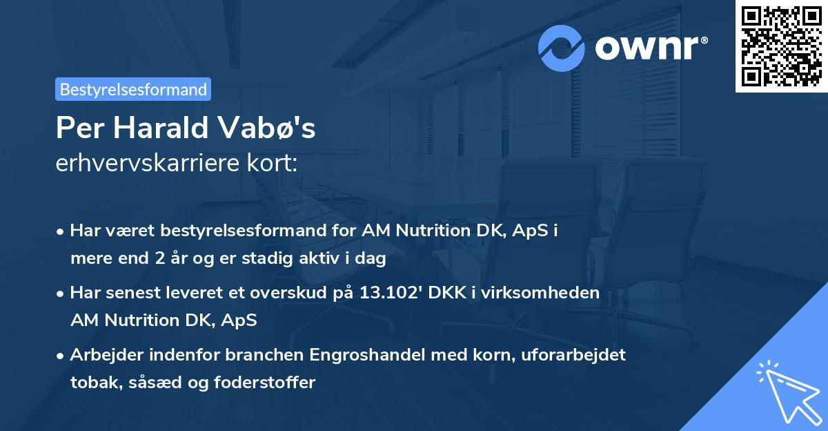 Per Harald Vabø's erhvervskarriere kort