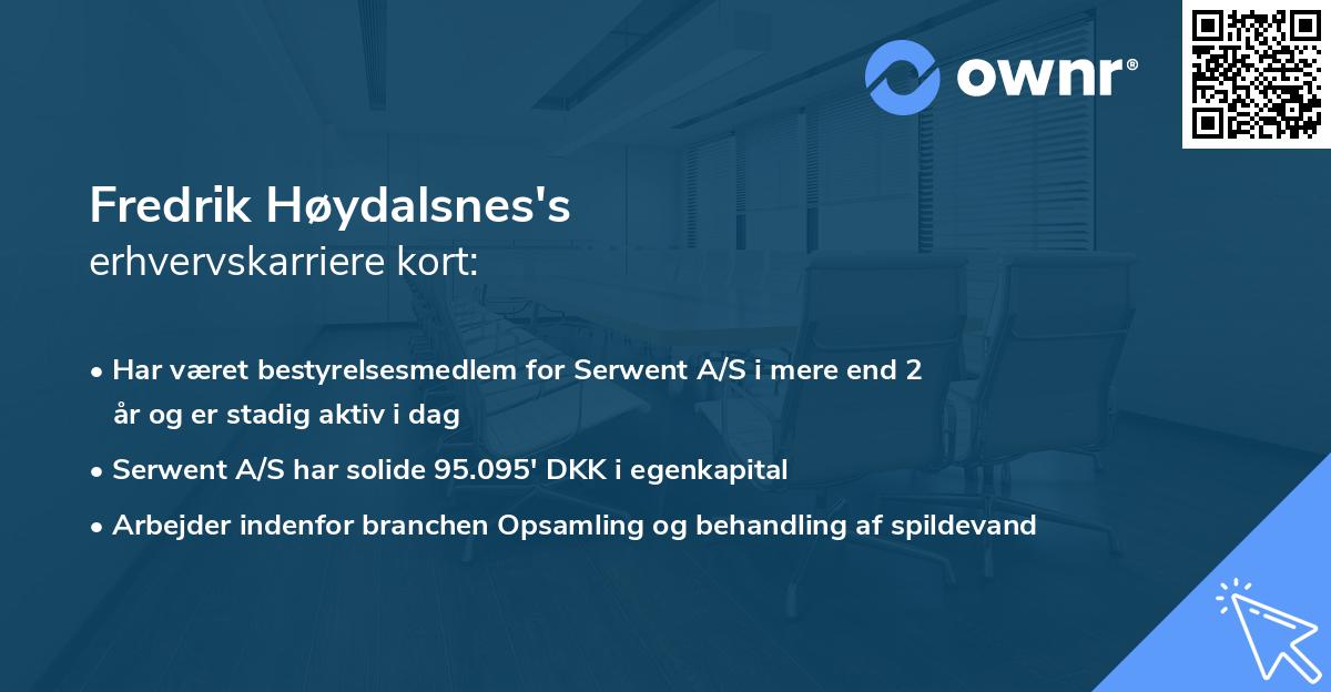 Fredrik Høydalsnes's erhvervskarriere kort