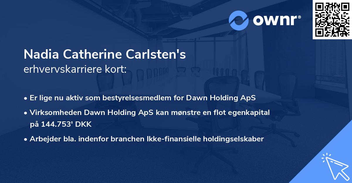 Nadia Catherine Carlsten's erhvervskarriere kort