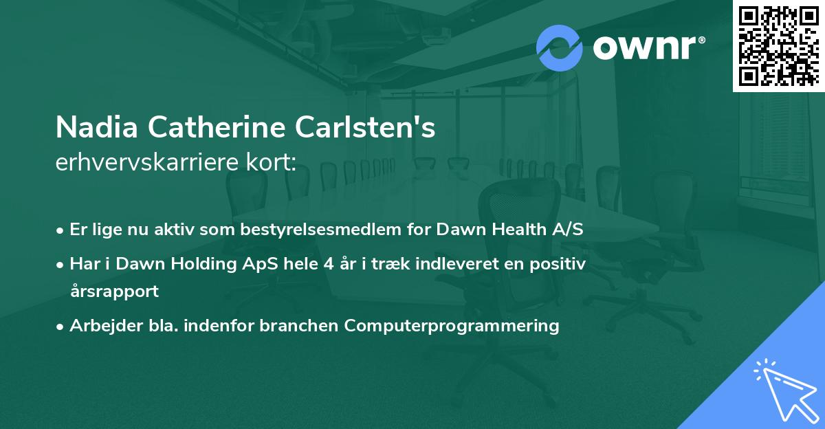 Nadia Catherine Carlsten's erhvervskarriere kort