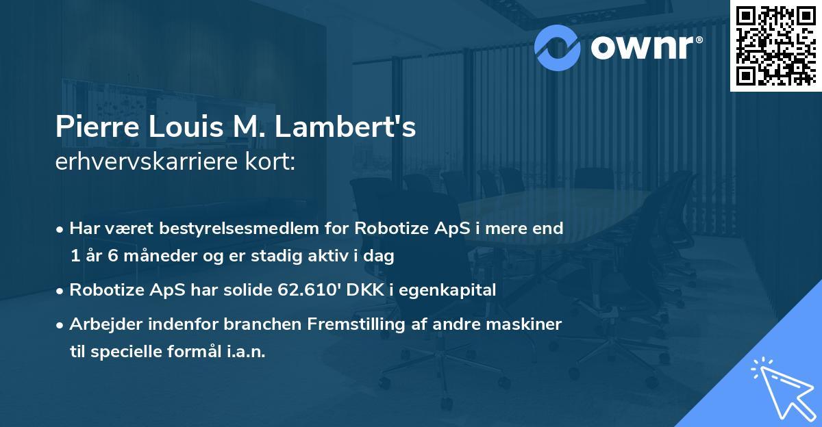 Pierre Louis M. Lambert's erhvervskarriere kort