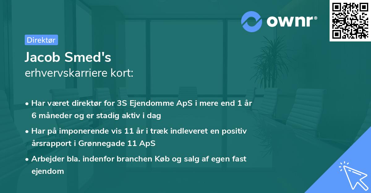 Jacob Smed's erhvervskarriere kort