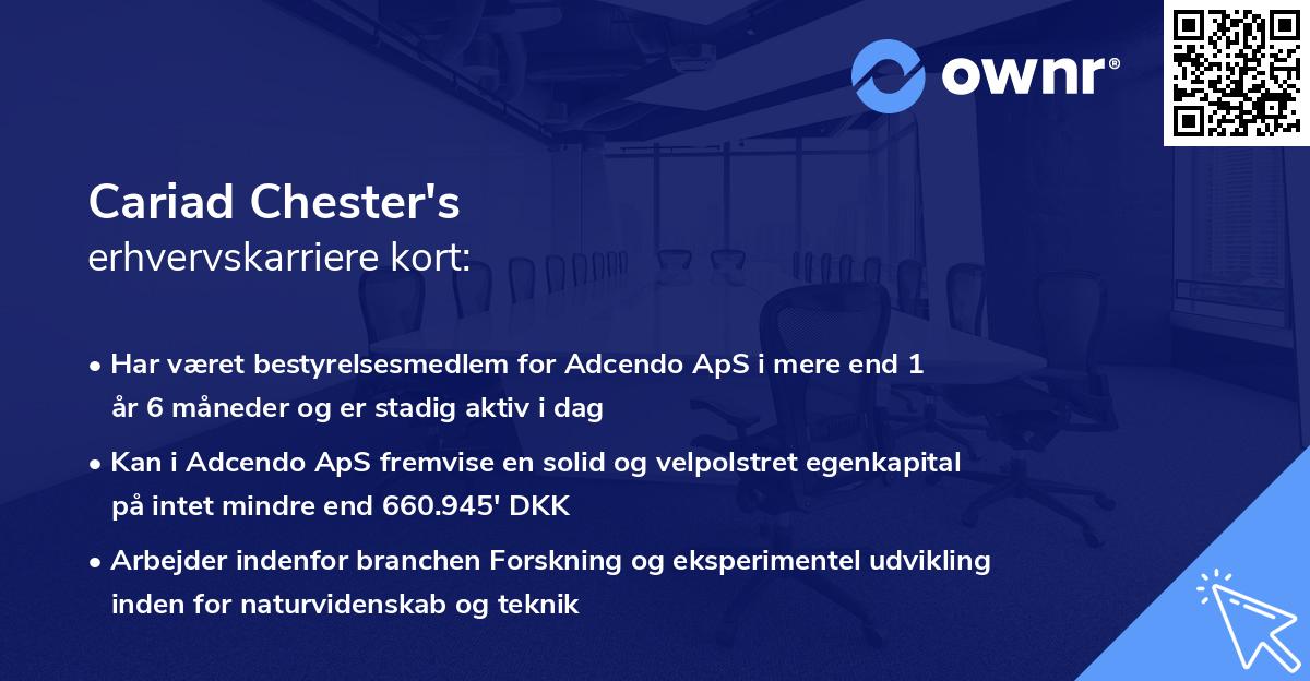 Cariad Chester's erhvervskarriere kort