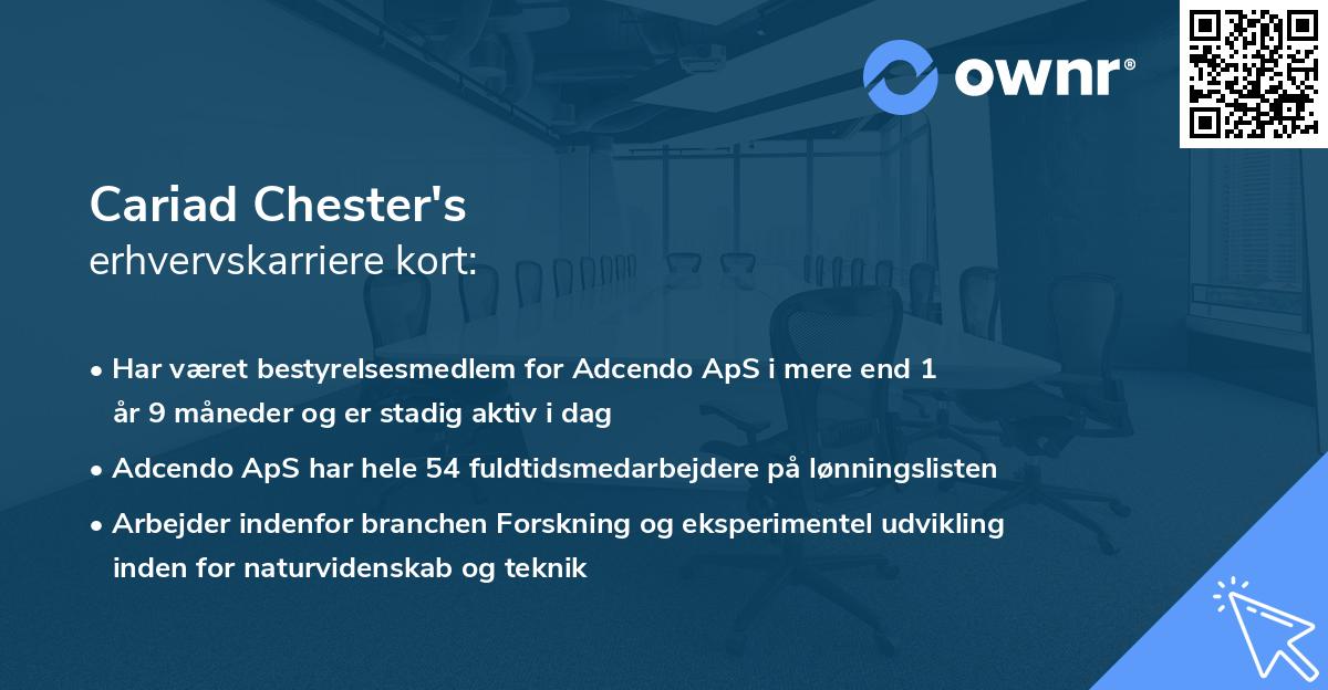 Cariad Chester's erhvervskarriere kort