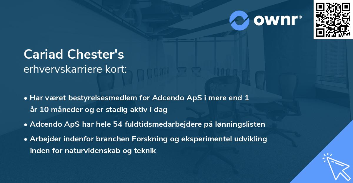 Cariad Chester's erhvervskarriere kort