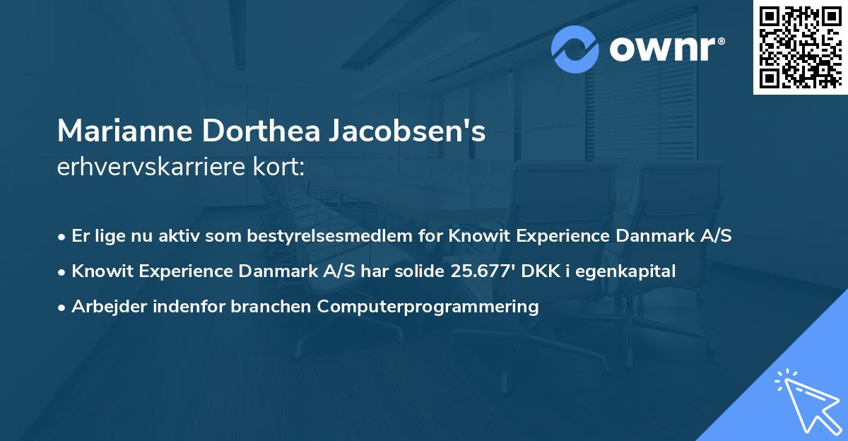Marianne Dorthea Jacobsen's erhvervskarriere kort
