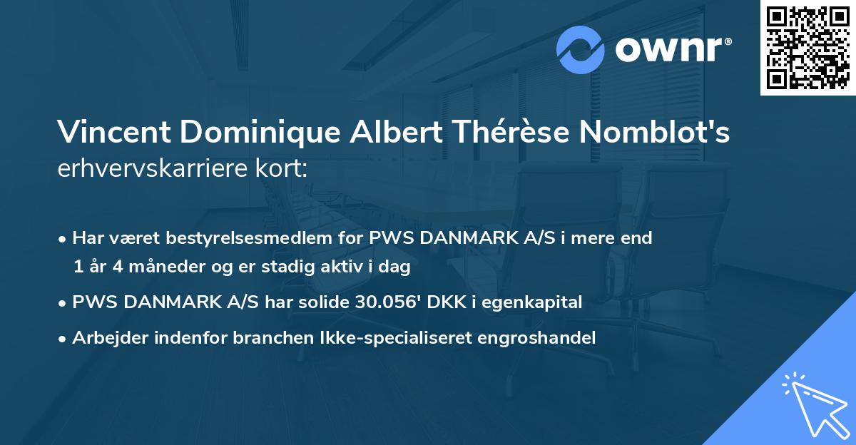 Vincent Dominique Albert Thérèse Nomblot's erhvervskarriere kort