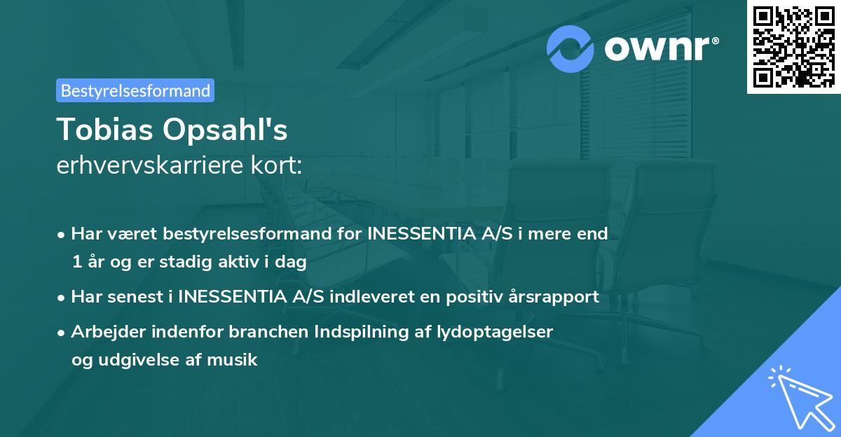 Tobias Opsahl's erhvervskarriere kort