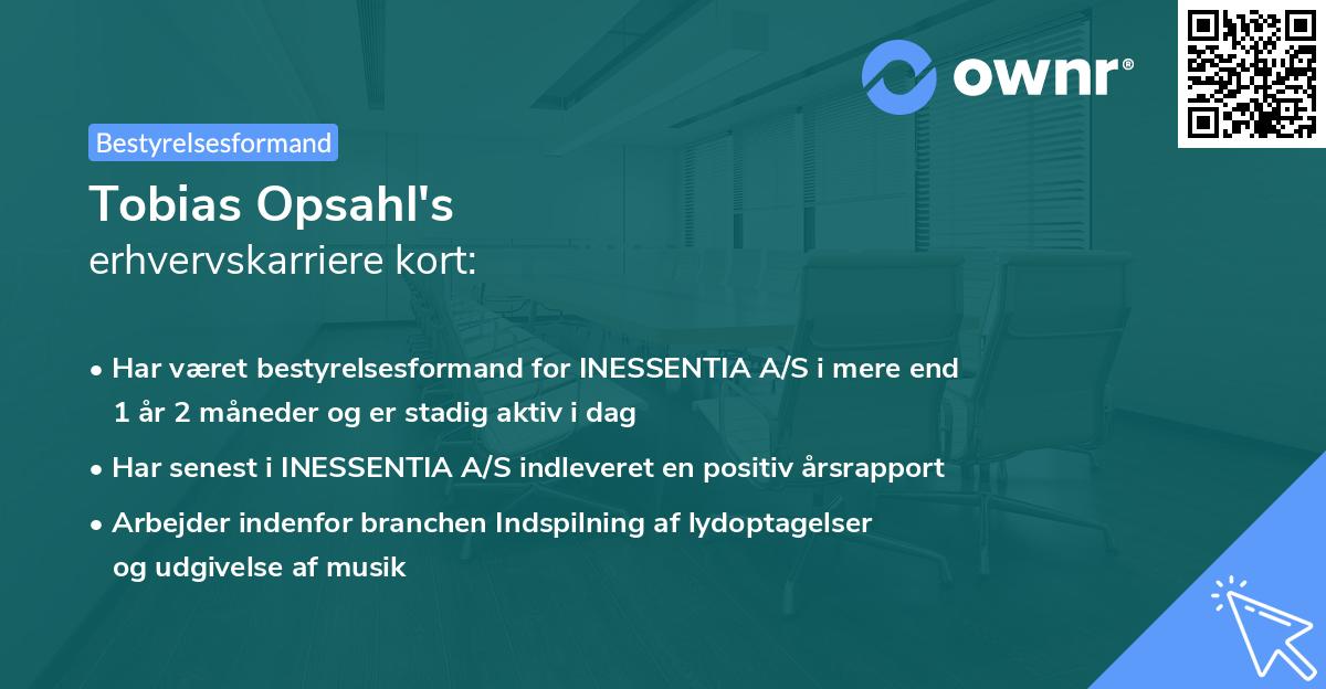 Tobias Opsahl's erhvervskarriere kort