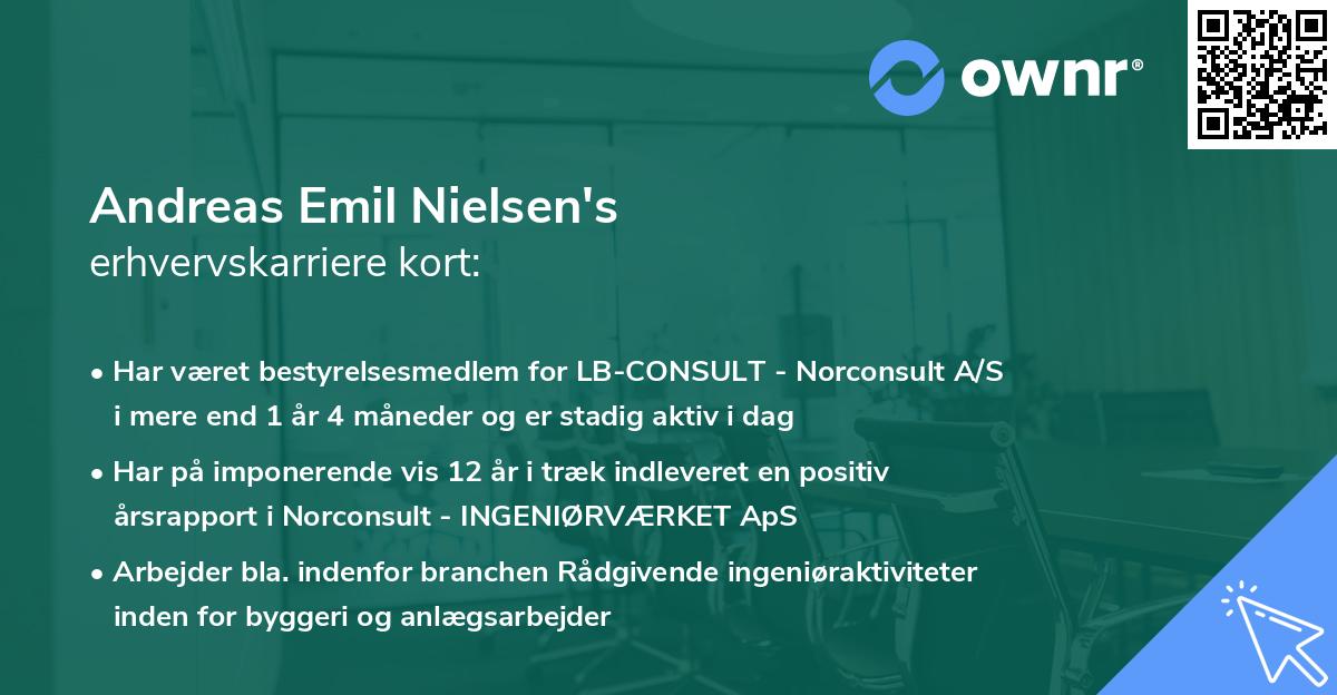 Andreas Emil Nielsen's erhvervskarriere kort