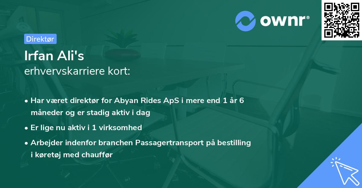 Irfan Ali's erhvervskarriere kort