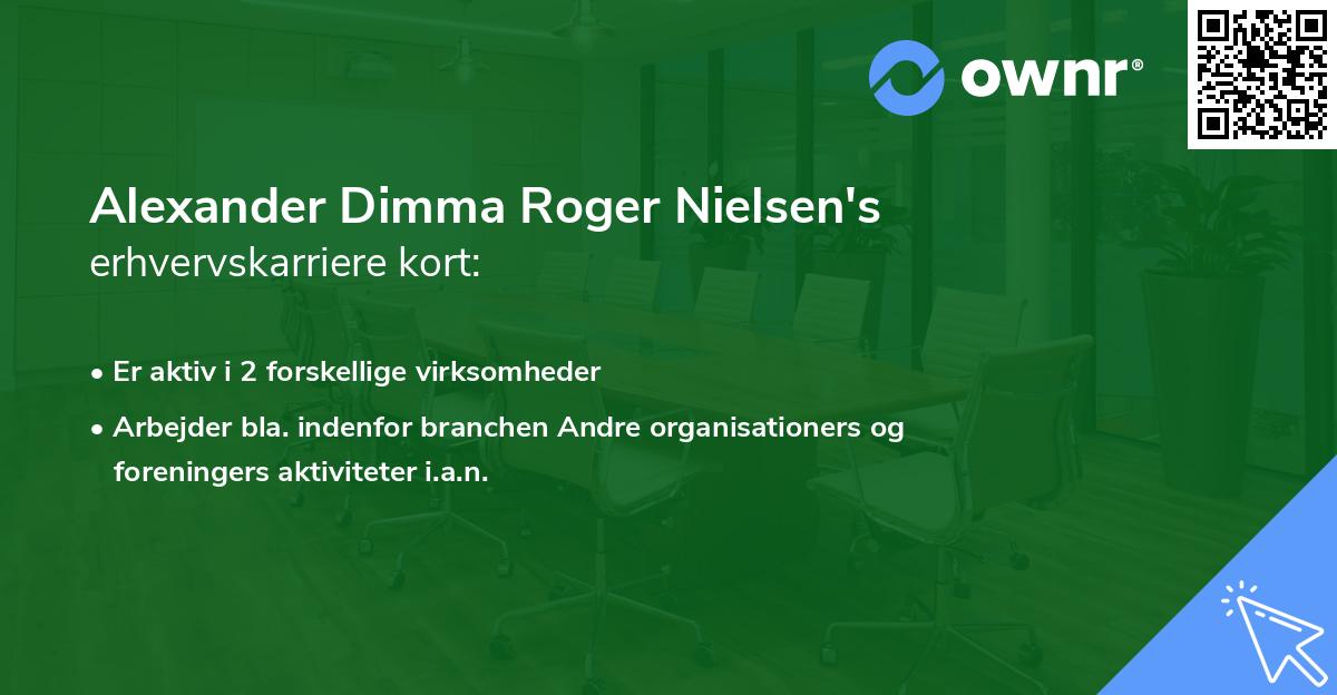 Alexander Dimma Roger Nielsen's erhvervskarriere kort
