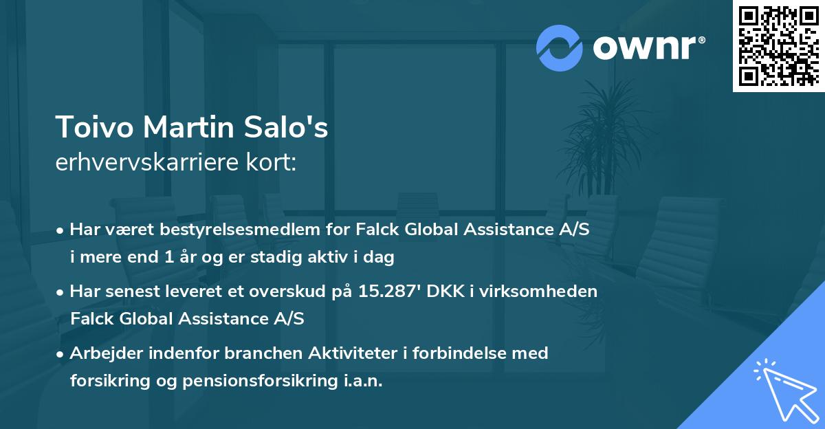 Toivo Martin Salo's erhvervskarriere kort
