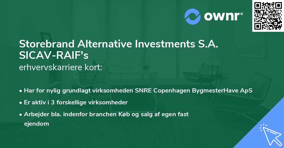 Storebrand Alternative Investments S.A. SICAV-RAIF's erhvervskarriere kort