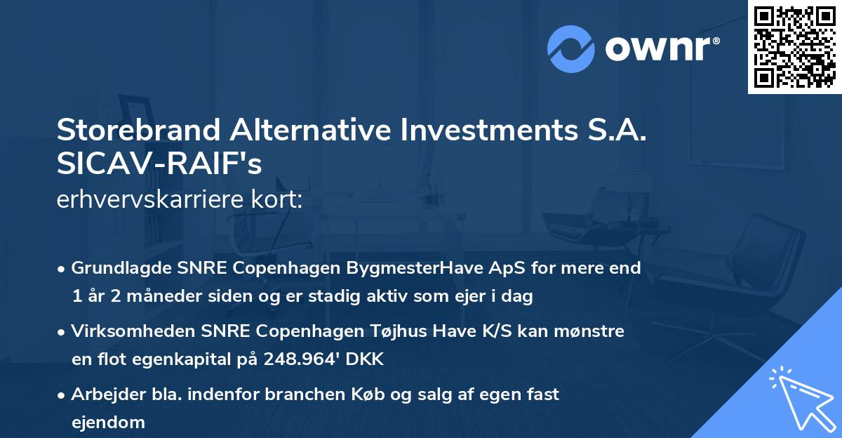 Storebrand Alternative Investments S.A. SICAV-RAIF's erhvervskarriere kort