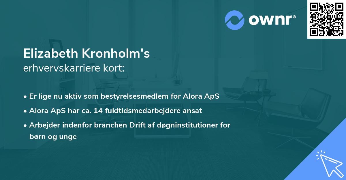Elizabeth Kronholm's erhvervskarriere kort