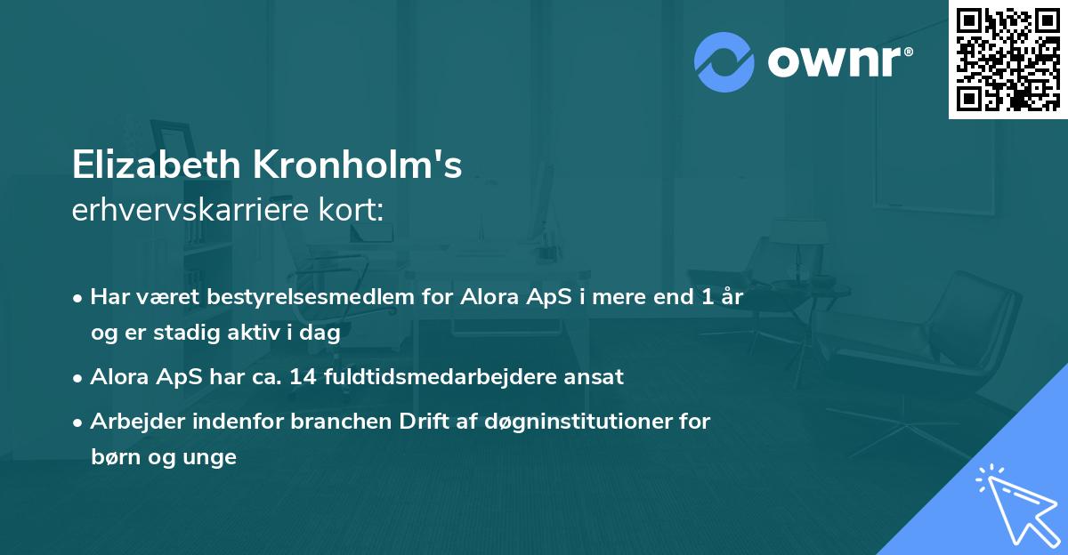 Elizabeth Kronholm's erhvervskarriere kort