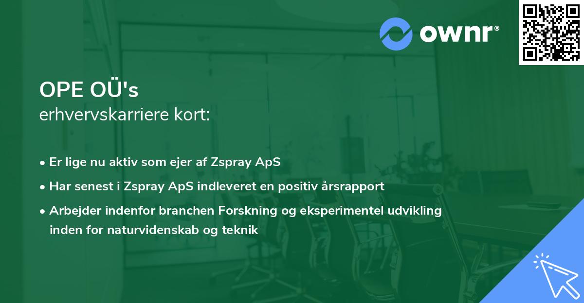 OPE OÜ's erhvervskarriere kort