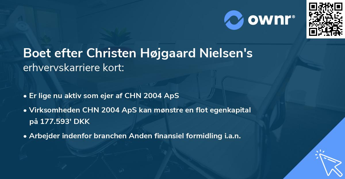 Boet efter Christen Højgaard Nielsen's erhvervskarriere kort