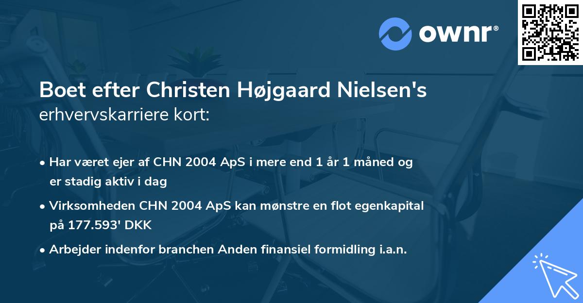 Boet efter Christen Højgaard Nielsen's erhvervskarriere kort