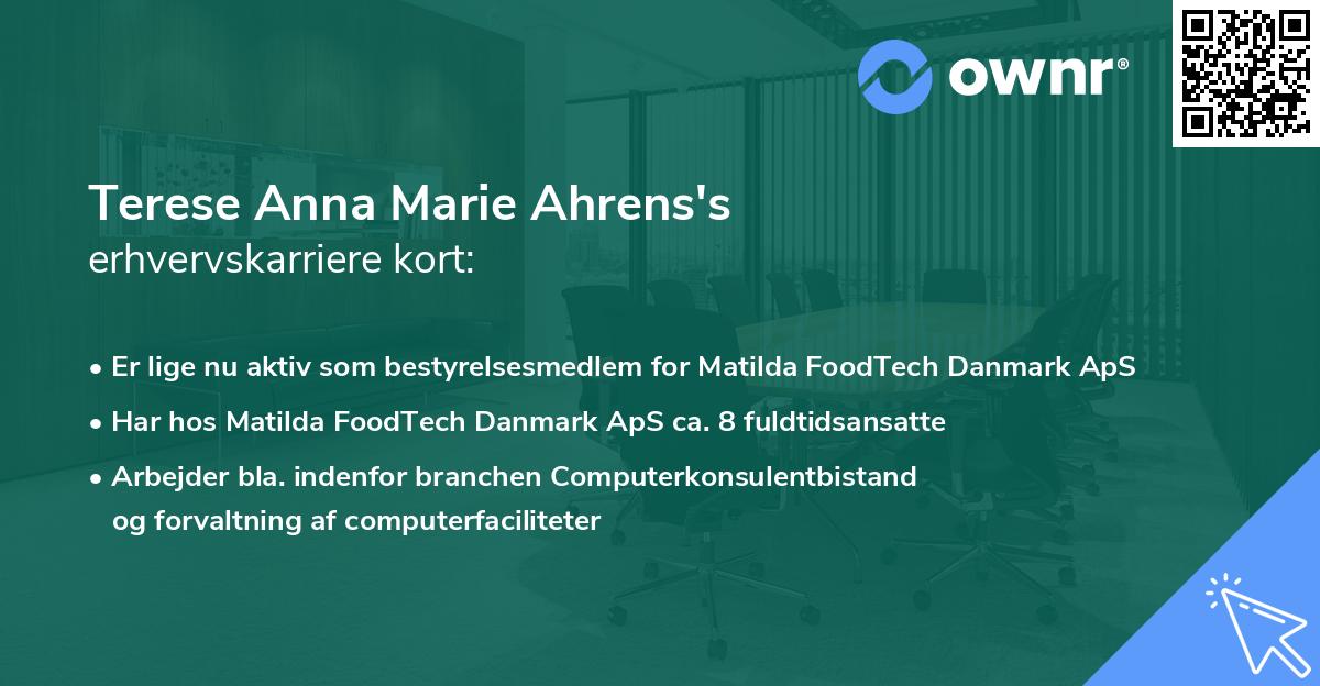 Terese Anna Marie Ahrens's erhvervskarriere kort