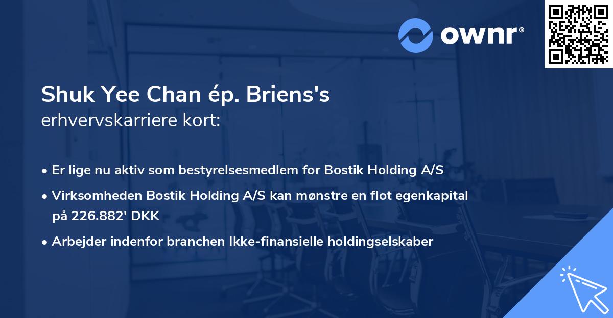 Shuk Yee Chan ép. Briens's erhvervskarriere kort