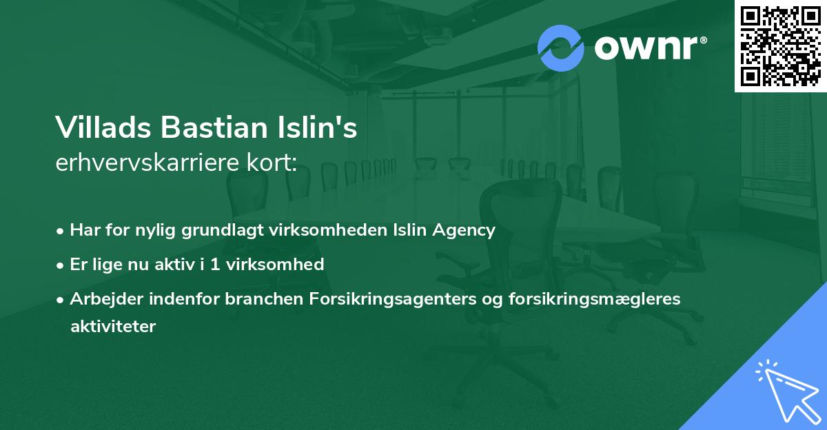 Villads Bastian Islin's erhvervskarriere kort