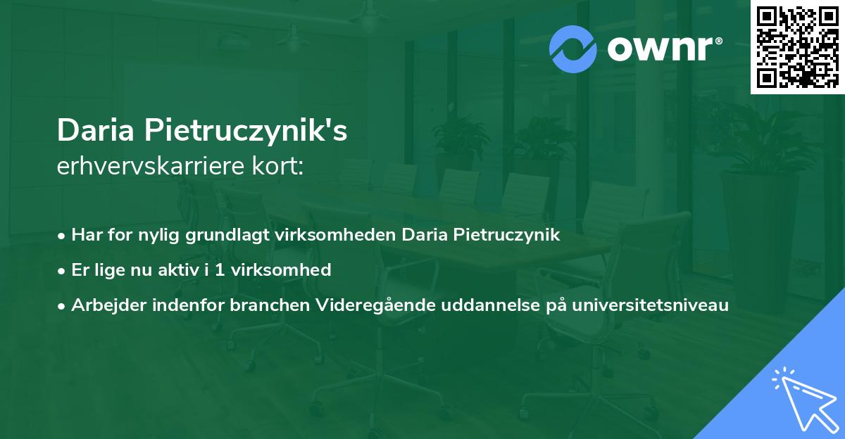 Daria Pietruczynik's erhvervskarriere kort