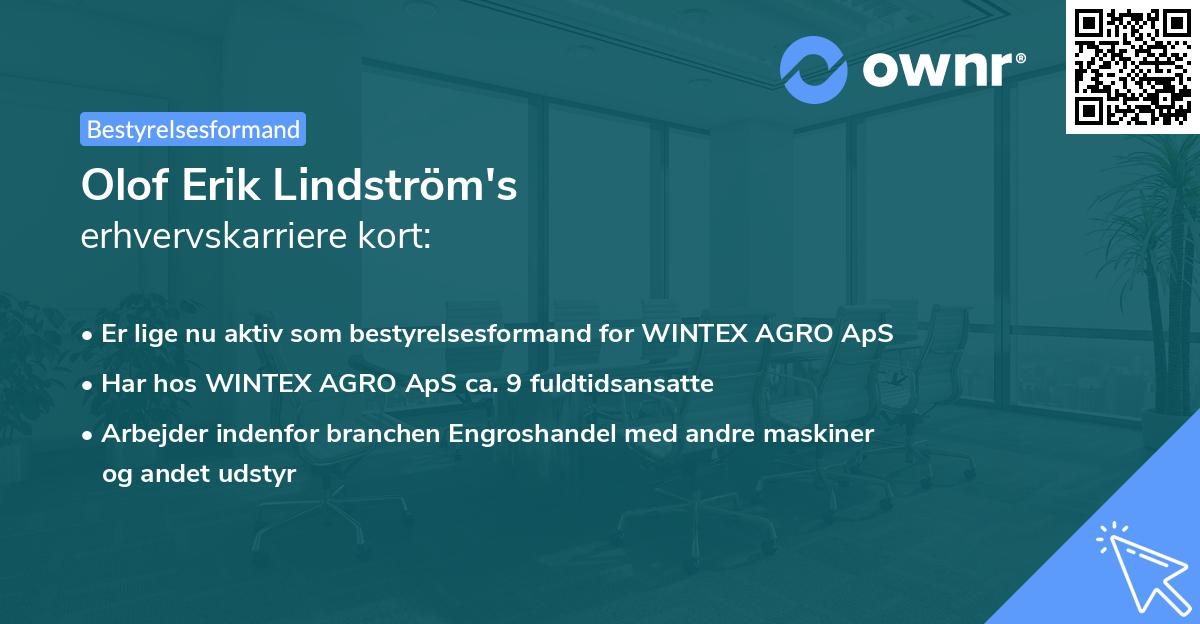 Olof Erik Lindström's erhvervskarriere kort