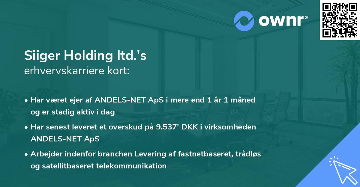 Siiger Holding ltd.'s erhvervskarriere kort