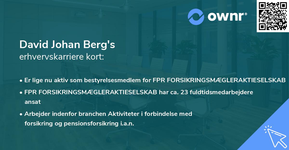David Johan Berg's erhvervskarriere kort