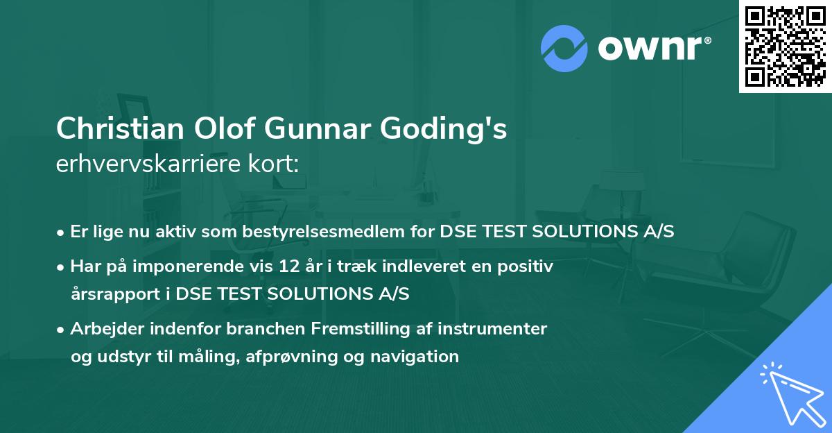 Christian Olof Gunnar Goding's erhvervskarriere kort